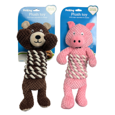 Plush Toy w/ Rope, Squeaker, and Crinkle